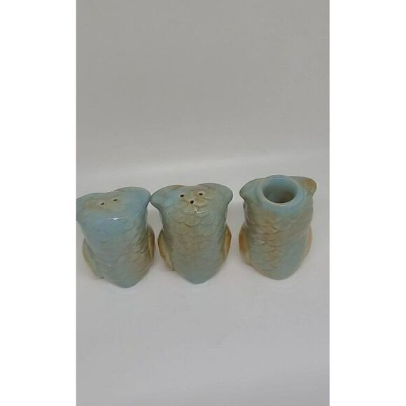 3pc. Set Midwoods Ceramic Salt and Pepper Shakers with Toothpick Holder - Picture 3 of 4